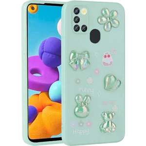 Techno Guru Samsung Galaxy A21S Kılıf Kabartma Figürlü Parlak Zore Toys Silikon Kapak