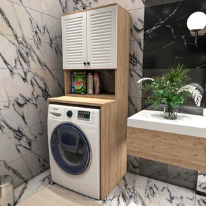 Yıldız Elegance Banyo Dolabı Çamaşır Makinesi Dolabı Ahşap-Beyaz