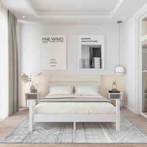 Urban Model Beyaz Renk Çam Ahşap Karyola