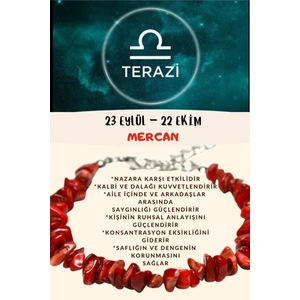 Doğal Taş Dünyası Burç Taşı Terazi Burcu Mercan Taşı Bileklik