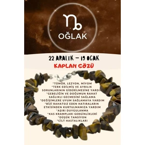 Doğal Taş Dünyası Sertifikalı Burç Taşı Oğlak Burcu Kaplan Gözü Taşı Bileklik