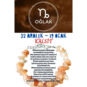 Doğal Taş Dünyası Sertifikalı Burç Taşı Oğlak Burcu Kalsit Taşı Bileklik