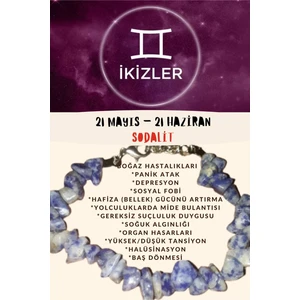 Doğal Taş Dünyası Sertifikalı Burç Taşı Ikizler Burcu Sodalit Taşı Bileklik