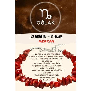 Doğal Taş Dünyası Burç Taşı Oğlak Burcu Mercan Taşı Bileklik
