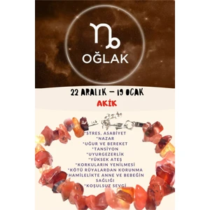 Doğal Taş Dünyası Sertifikalı Burç Taşı Oğlak Burcu Akik Taşı Bileklik