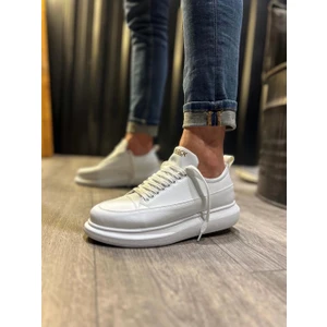Bağcıklı Cilt Deri Ortopedik Taban Beyaz Erkek Günlük Sneaker Ayakkabı