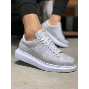 Bağcıklı Cilt Deri Ortopedik Yüksek Taban Beyaz Erkek Günlük Sneaker Ayakkabı