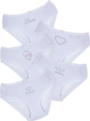 New Lilla 002 Kız Çocuk 5'li Taş Baskılı Külot Paketi %95 Pamuk Yumuşak Dokulu Beyaz Renk görsel 3