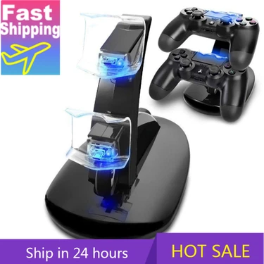 Zljnx Denetleyici Şarj Dock LED Çift USB Ps4 Şarj Standı Istasyonu Cradle Sony Playstation 4 Için