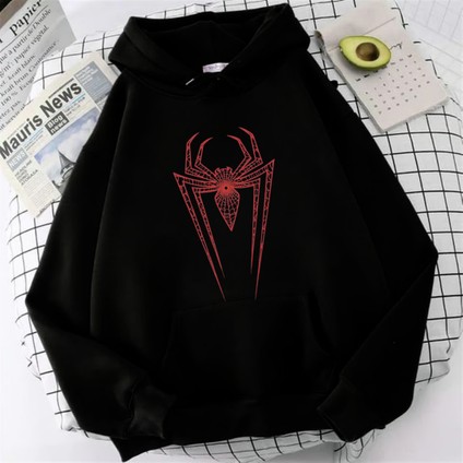 Touz Moda Spider Web Baskılı Unisex Oversize Hoodie