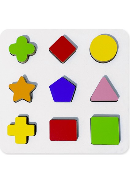 Wooden Toys Doğal Ahşap Eğitici Oyuncak Yıldız Geometrik Şekiller Renkli Bultak HMH-086