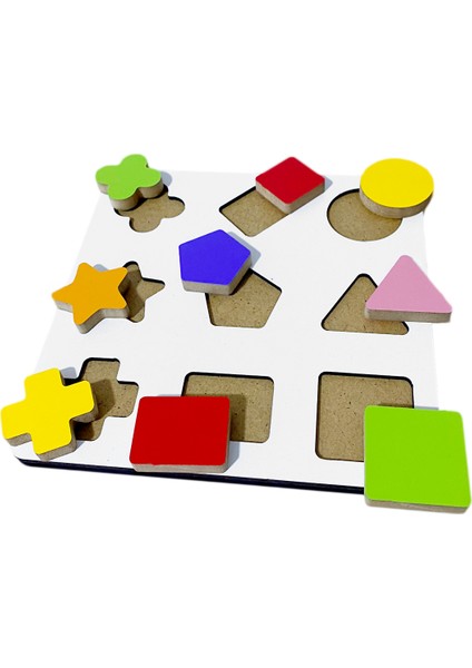 Wooden Toys Doğal Ahşap Eğitici Oyuncak Yıldız Geometrik Şekiller Renkli Bultak HMH-086