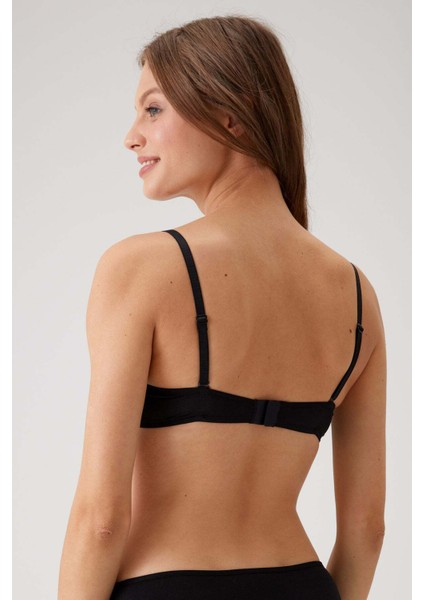 2'li Ekonomik Paket Siyah Ten 6352-3 Milan Destekli Dantelli ve Micro Sütyen Set modelleri