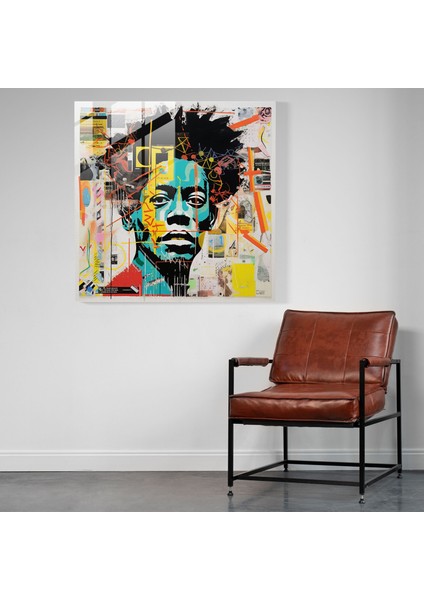 Basquiat'tan Esinlenen Cam Kolaj - Basquiat, Semboller, Kolaj Sanat Eserleri, Ev Dekorasyonu, 40X40