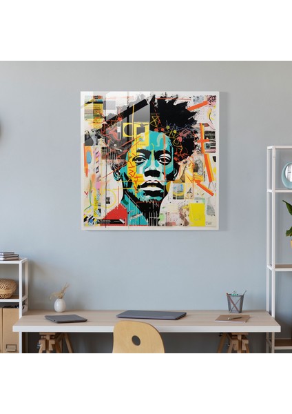 Basquiat'tan Esinlenen Cam Kolaj - Basquiat, Semboller, Kolaj Sanat Eserleri, Ev Dekorasyonu, 40X40