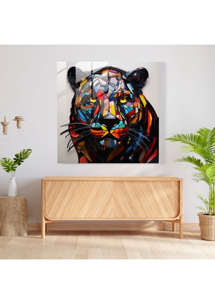 Fusion Kara Panter Cam Baskı - Kara Panter, Ev Dekorasyonu, Modern Sanat, Cam Duvar Sanatı, 70X70 fiyatları