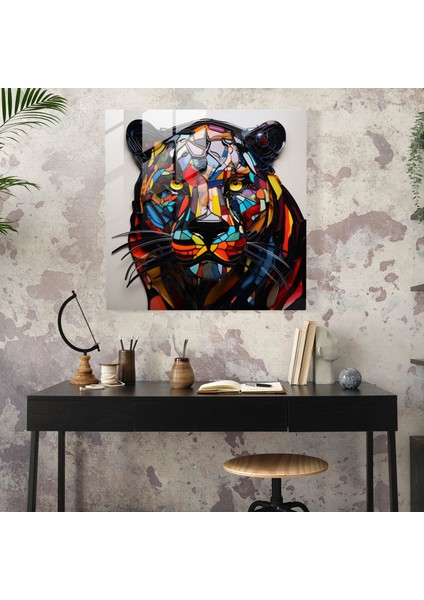 Fusion Kara Panter Cam Baskı - Kara Panter, Ev Dekorasyonu, Modern Sanat, Cam Duvar Sanatı, 70X70 modelleri