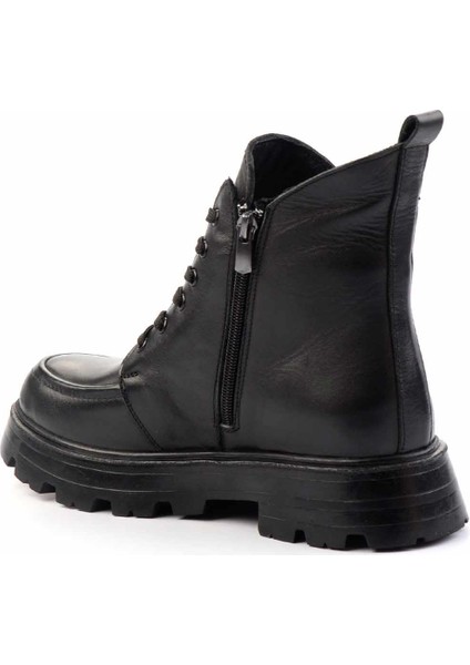 Siyah Hakiki Deri Kadın Bot & Bootie K02180034203