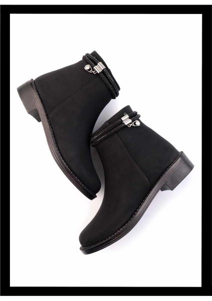 Siyah Nubuk Kadın Bot & Bootie K02671903401