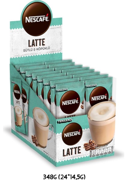 Latte Sütlü ve Köpüklü Çözünebilir Kahve Karışımı 14.5 G x 24