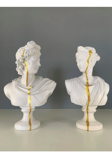 Afrodit ve Apollon Ikili Heykel Takım Bust
