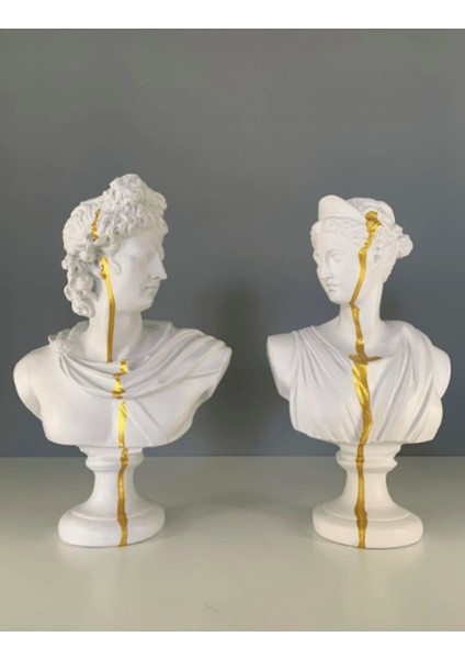 Afrodit ve Apollon Ikili Heykel Takım Bust