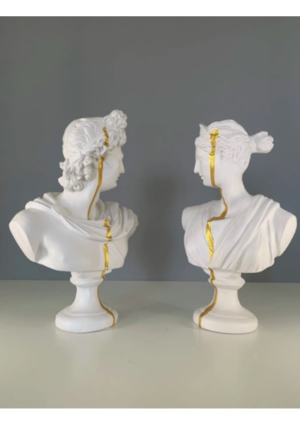 Afrodit ve Apollon Ikili Heykel Takım Bust