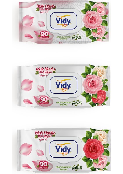 Rose - Gül Kokulu Islak Havlu 90×3 Paket ( 270 Yaprak )