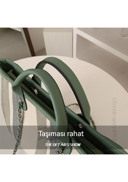 Büyük Kapasiteli Çizgili Zincirli Kova Çantası Çantası (Yurt Dışından) fırsatları