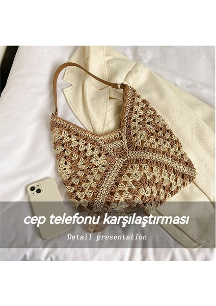 Büyük Kapasiteli Dokuma Çanta Şık Omuz Çantası (Yurt Dışından)