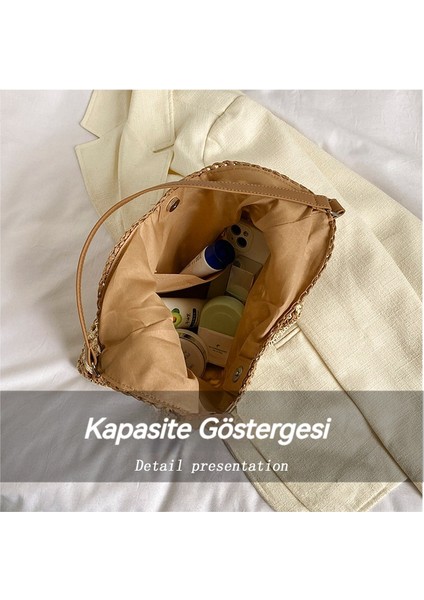 Büyük Kapasiteli Dokuma Çanta Şık Omuz Çantası (Yurt Dışından)