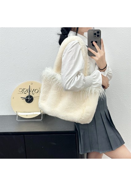 Peluş Tote Büyük Kapasiteli Omuz Çantası (Yurt Dışından)