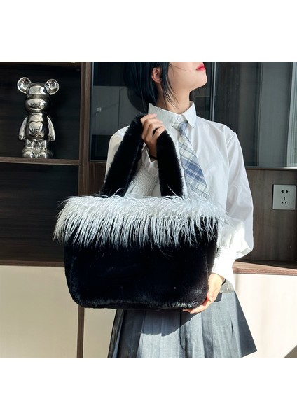 Peluş Tote Büyük Kapasiteli Omuz Çantası (Yurt Dışından)