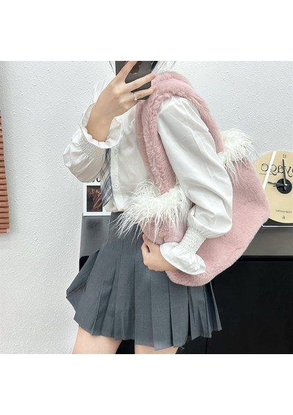 Peluş Tote Büyük Kapasiteli Omuz Çantası (Yurt Dışından)