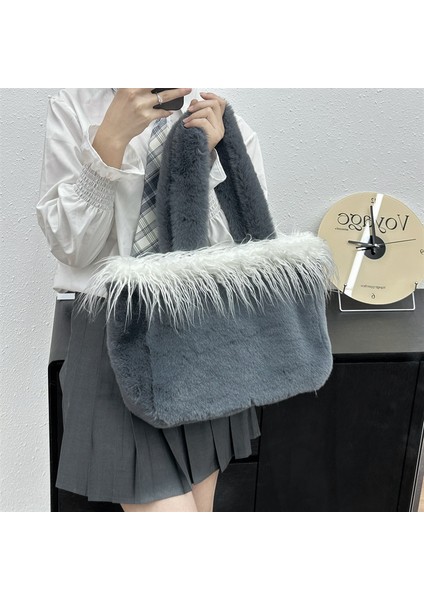 Peluş Tote Büyük Kapasiteli Omuz Çantası (Yurt Dışından)