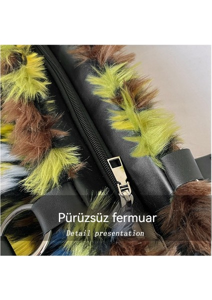 Niş Tasarımlı Yağlı Boya Renkli Peluş Omuz Çantası (Yurt Dışından) fırsatları