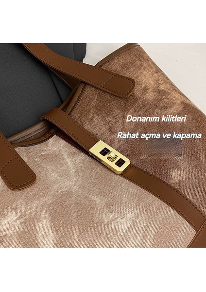 Yeni Büyük Kapasiteli Kontrast Renkli Çanta Omuz Çantası (Yurt Dışından)