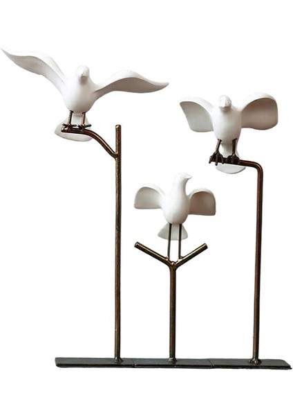 Poly Dekoratif 3 Lü Metal Dallı Kuş 40X35X25CM