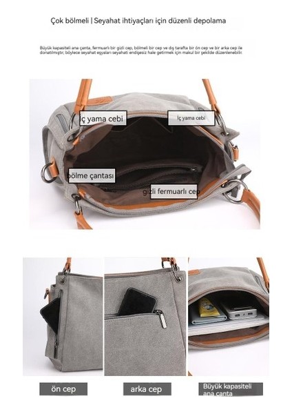 Oloey Kanvas Kadın Omuz Çantası Basit Bez Çanta Öğrenci Edebi Crossbody Büyük Kapasiteli Kadın Çantası (Yurt Dışından)
