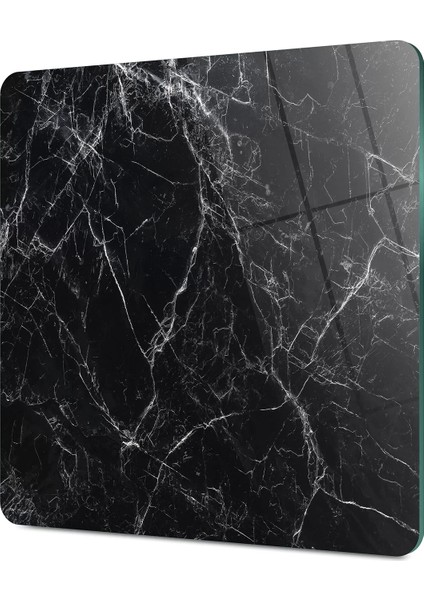Cam Kesme Tahtası Kare Siyah Beyaz Mermer Desenli 30X30 cm fırsatları
