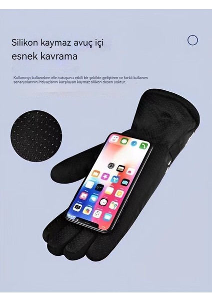 Sonbahar ve Kış Kadife Sıcak, Rüzgar Geçirmez ve Kaymaz Dış Mekan Bisiklet Eldivenleri (Yurt Dışından)