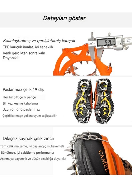 Chenweı1 Açık Kaymaz Ayakkabı Kapağı Dağcılık Kar Pençesi Paslanmaz Çelik Buz Kavrama (Yurt Dışından)