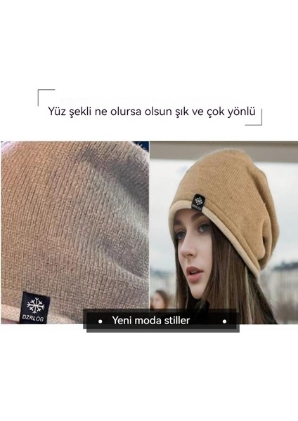 Kaşmir Örgü Şapka, Şık ve Çok Yönlü Tüylü Şapka (Yurt Dışından)