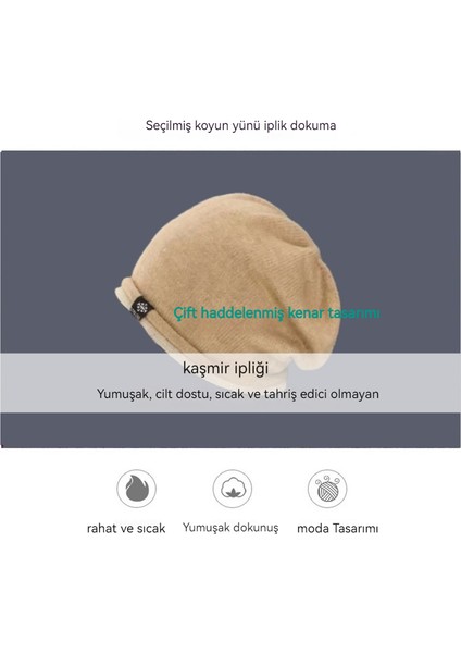 Kaşmir Örgü Şapka, Şık ve Çok Yönlü Tüylü Şapka (Yurt Dışından)