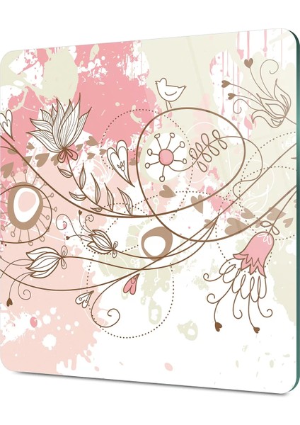 Cam Kesme Tahtası Kare Sarmaşık Çiçeği Desenli 30X30 cm fırsatları