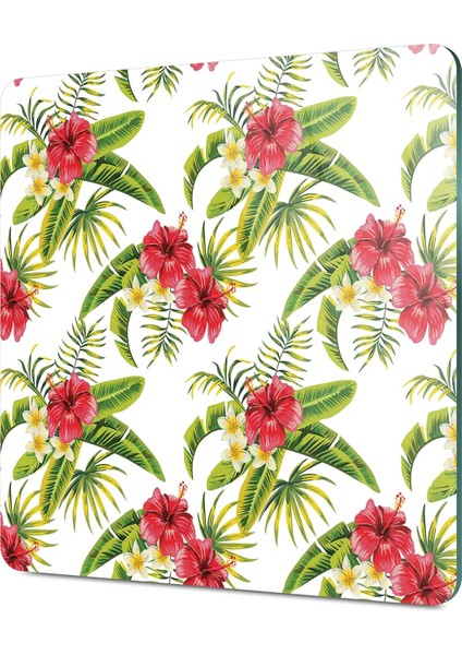 Cam Kesme Tahtası Kare Yeşil Çiçek Desenli 30X30 cm fırsatları