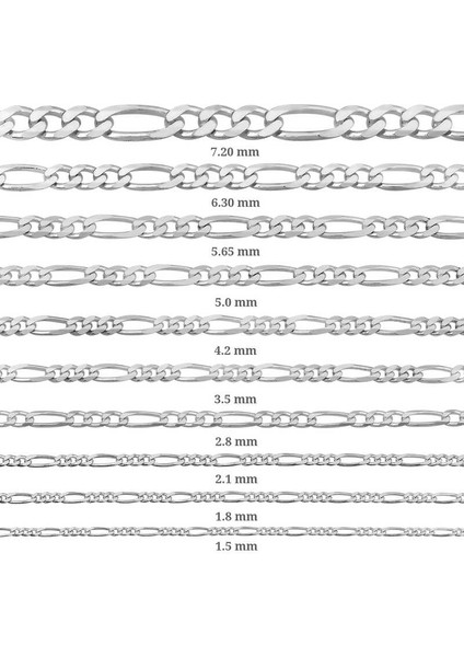 1.50 mm Gümüş Figaro Zincir - 0.40 Mikron