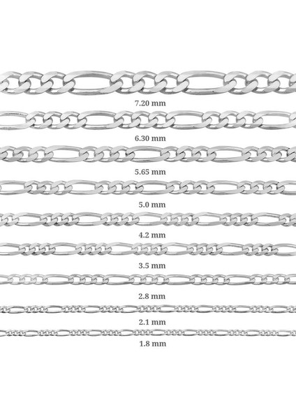 2.1 mm Gümüş Figaro Zincir - 0.60 Mikron