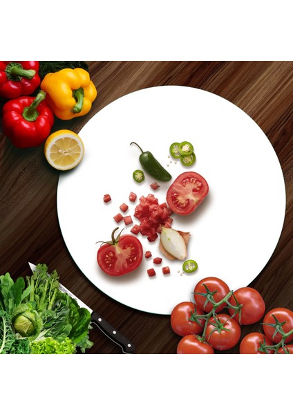 Cam Kesme Tahtası Yuvarlak Düz Beyaz 30X30 cm fiyatları