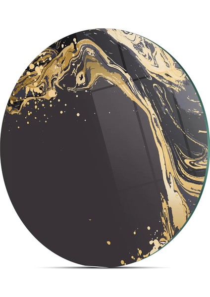 Cam Kesme Tahtası Yuvarlak Gold Dalga Desenli 30X30 cm fırsatları